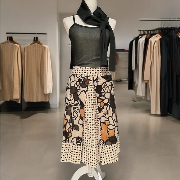 New Weekend Max Mara Floral Dot Printed Cotton Poplin Skirt Sz IT 38 US 4 NWOT - Picture 2 of 16